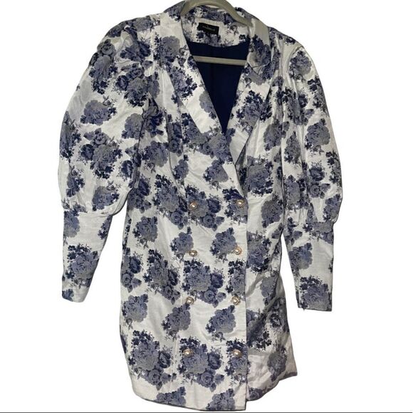 Majorelle Blue Floral Donnie Mini Blazer Dress in French Blue x Revolve - Picture 4 of 9